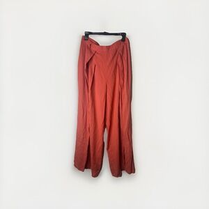 John Mark Women's Coral Red Palazzo Pants Center Slit Size 10 w/o The Belt Vacay